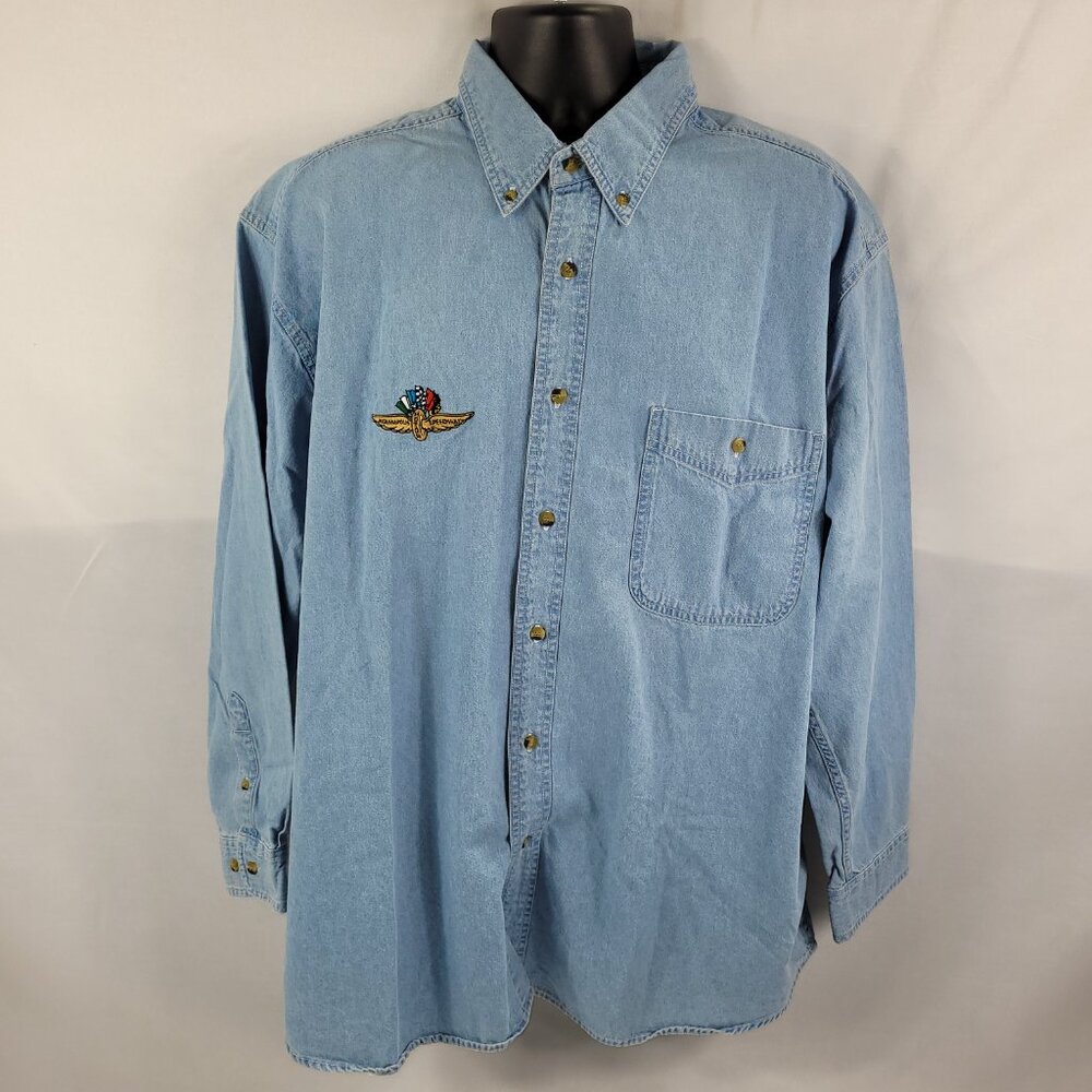 Reebok Indianapolis Motor Speedway Vintage Long Sleeve Button-Up Shirt Mens 2XL
